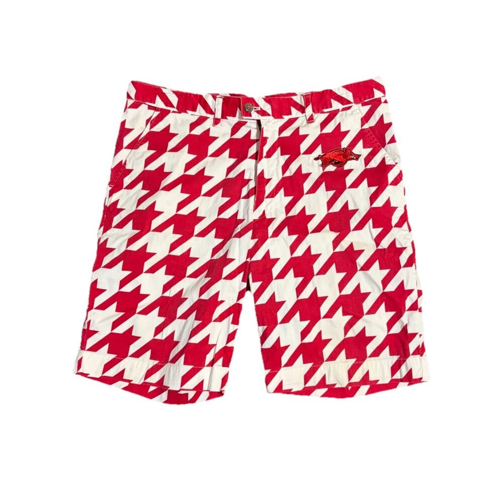 Loudmouth Golf Shorts Arkansas Razorbacks Red Houndstooth Pattern Size 37